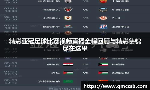 精彩亚冠足球比赛视频直播全程回顾与精彩集锦尽在这里